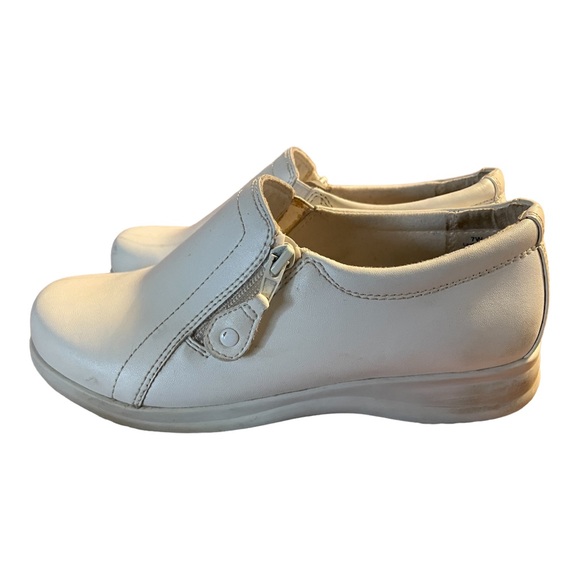 Nurse Shoes Dr. Scholls Women's Size :  7W White Leather Double Air Pillo Zip - Picture 5 of 11